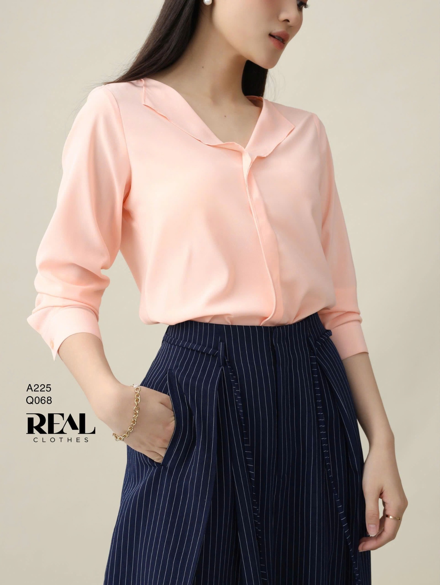 Quần ống rộng sọc xanh