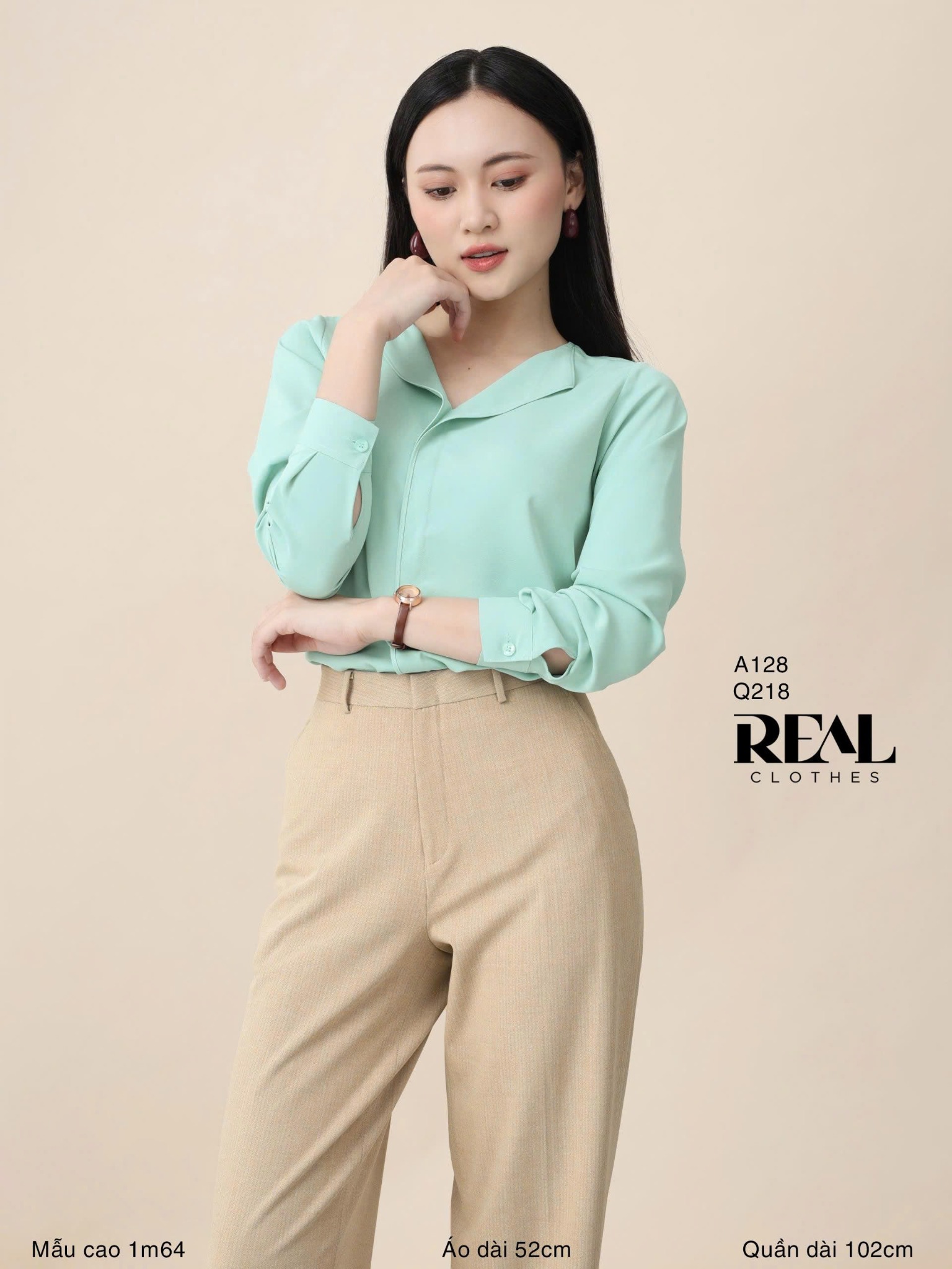 Áo cổ lật olive