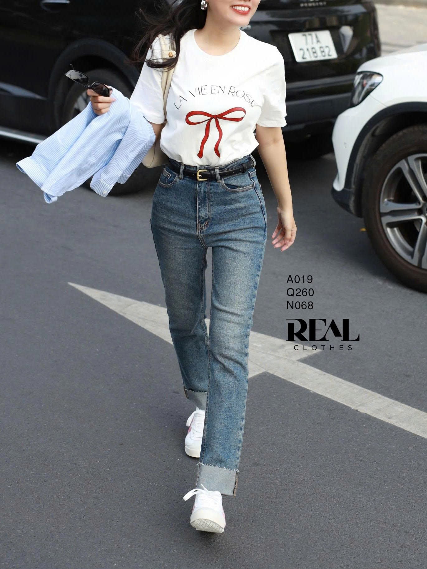 Quần Jeans lật lai xanh đậm - size XS