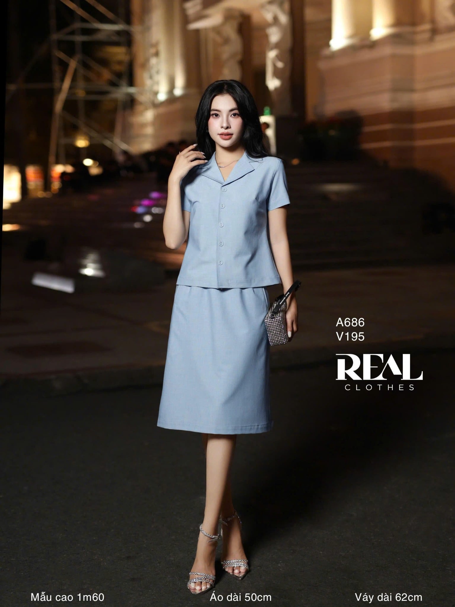 Áo cổ ve blue SALE