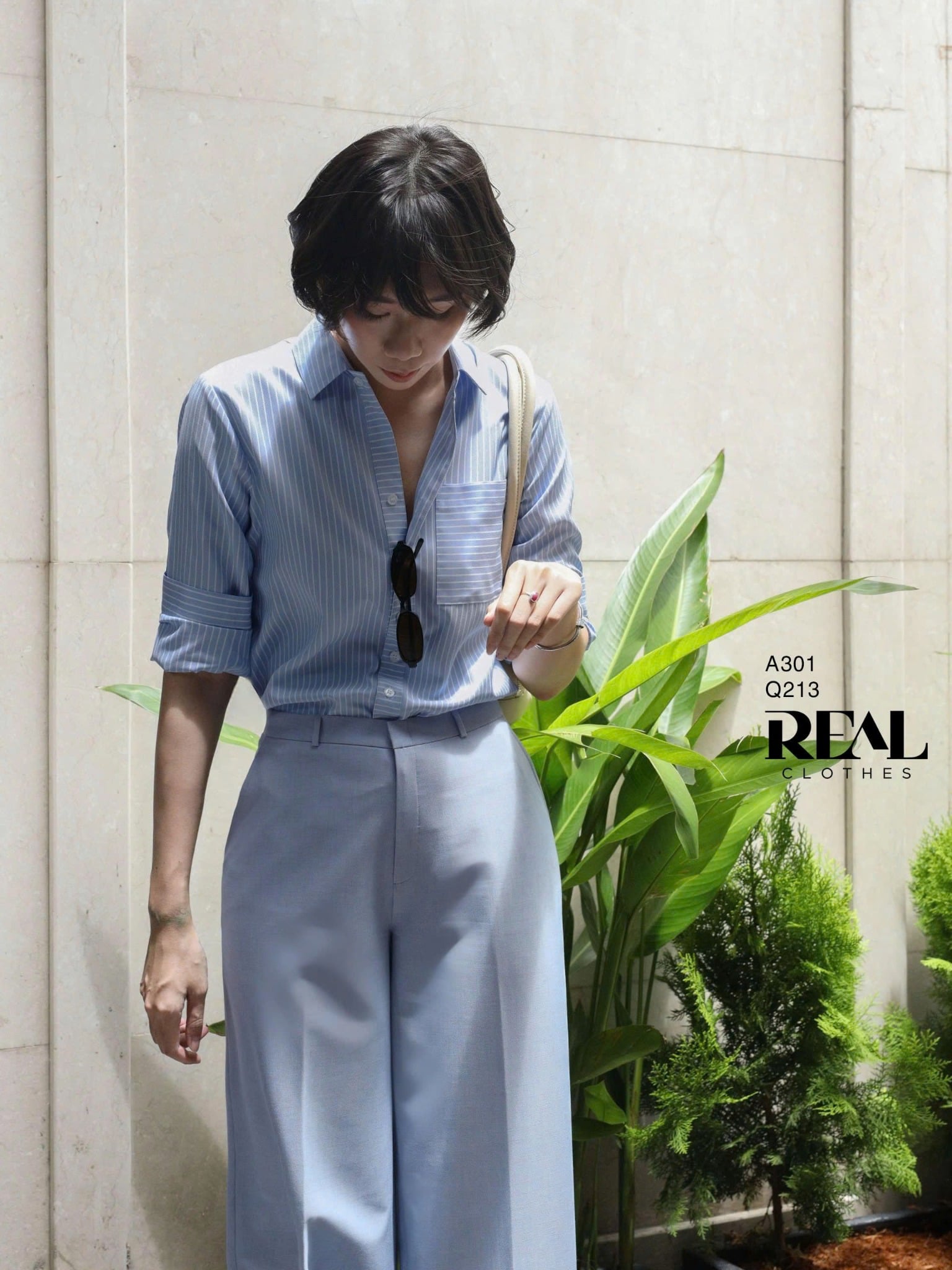 Sơ mi túi sọc blue