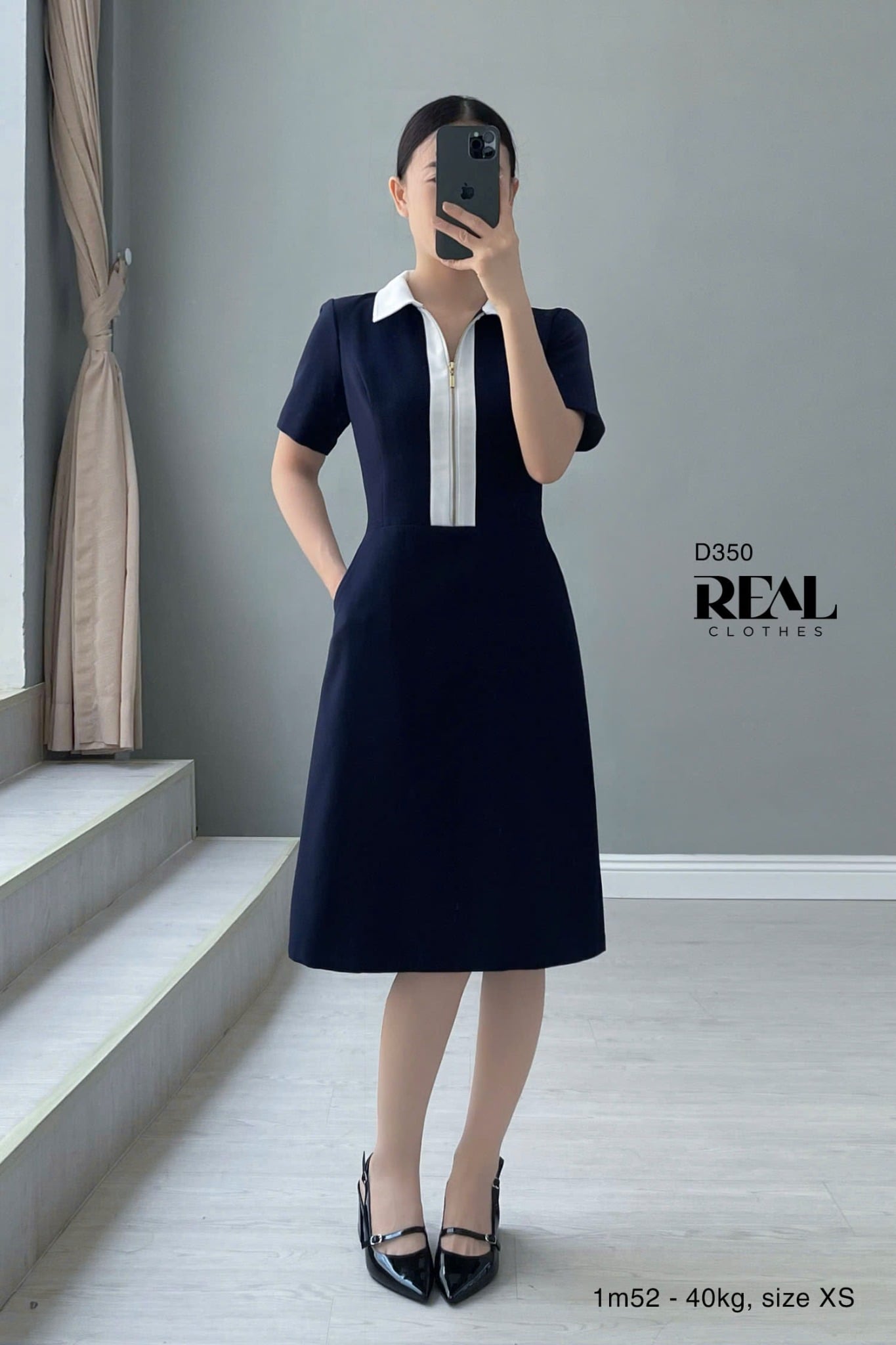 Đầm Zipper xanh đen SALE - size S