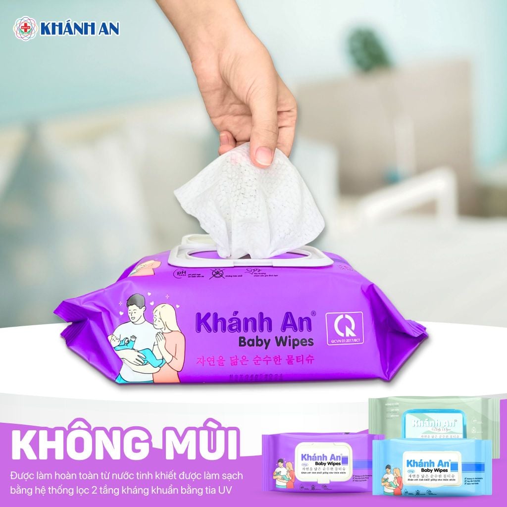 Khăn ướt không mùi Khánh An 180gr