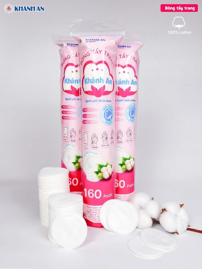 Bông tẩy trang 160 miếng Bông tẩy trang Khánh An
