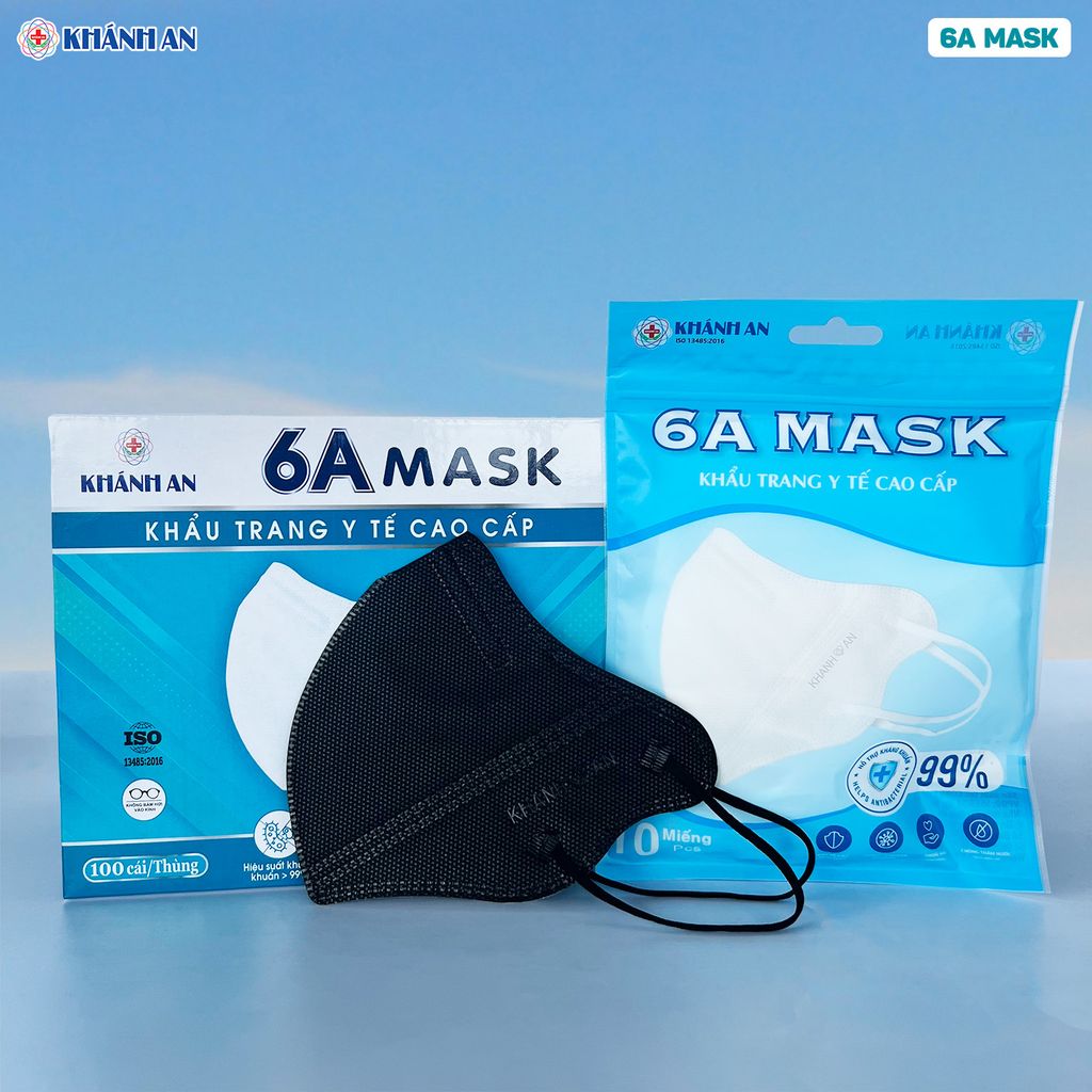 Khẩu trang y tế 6A Mask Khánh An đen