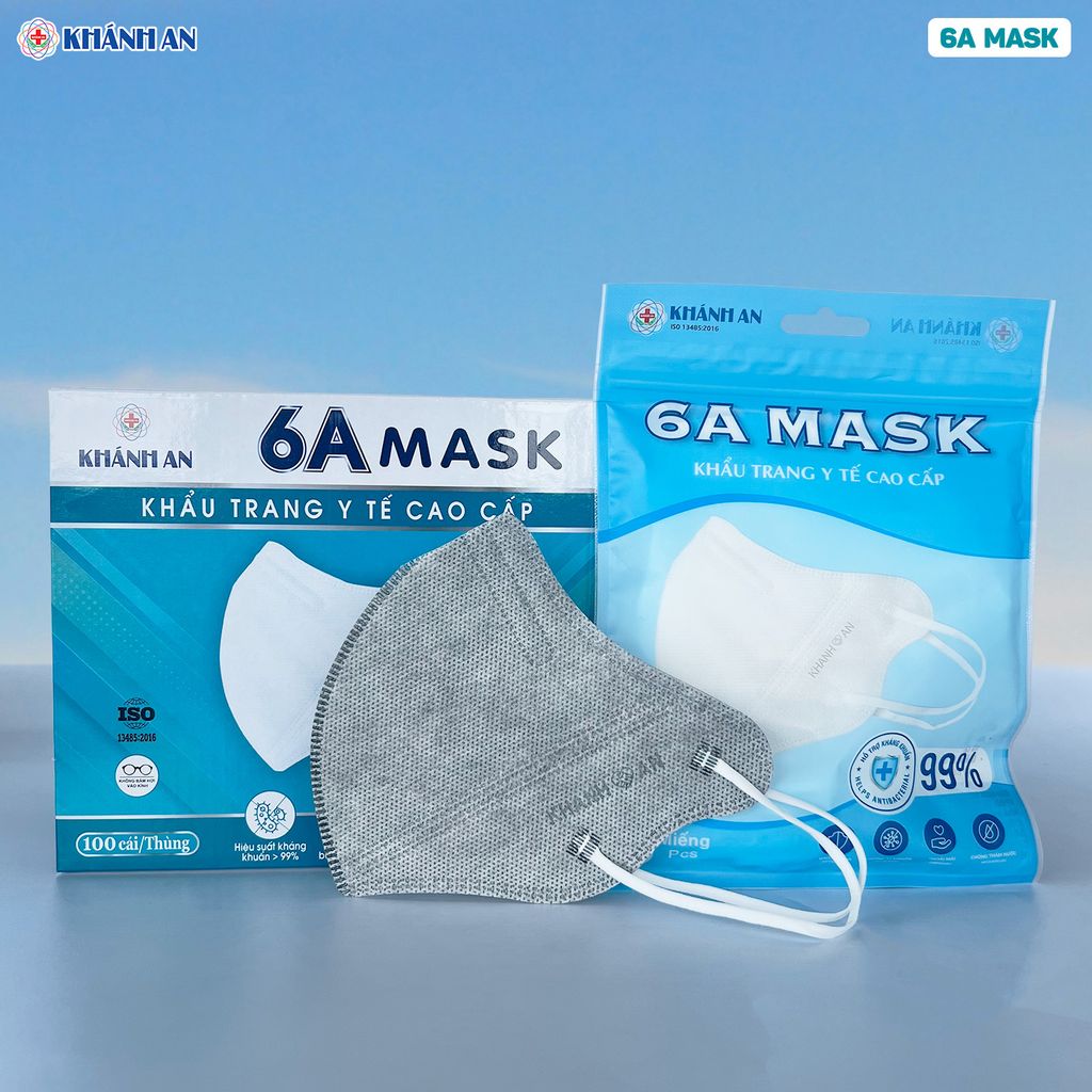 Khẩu trang y tế 6A Mask Khánh An xám
