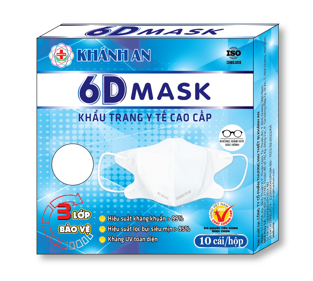 Khẩu trang 6D Khánh An hộp 10 cái