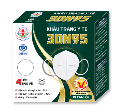Khẩu trang y tế 3DN95 Khánh An hộp 10 cái