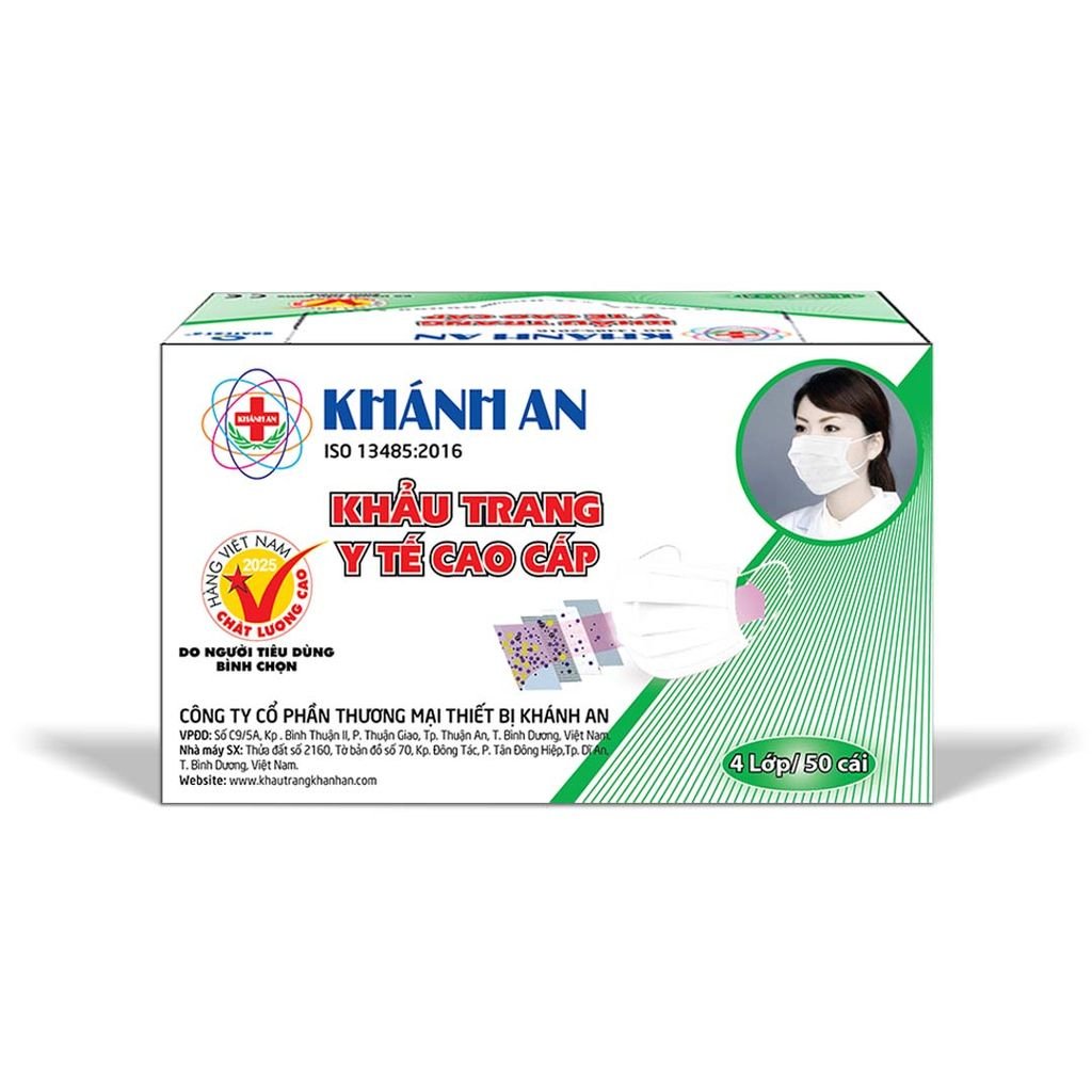 Khẩu trang y tế 4 lớp Khánh An cao cấp trắng