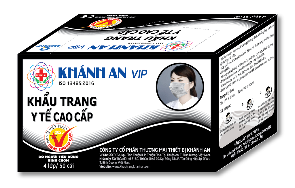 Khẩu trang y tế 4 lớp Khánh An vip đen