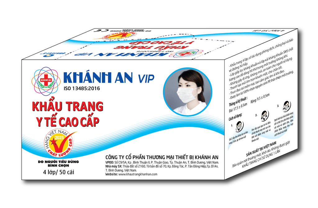 Khẩu trang y tế 4 lớp Khánh An vip trắng