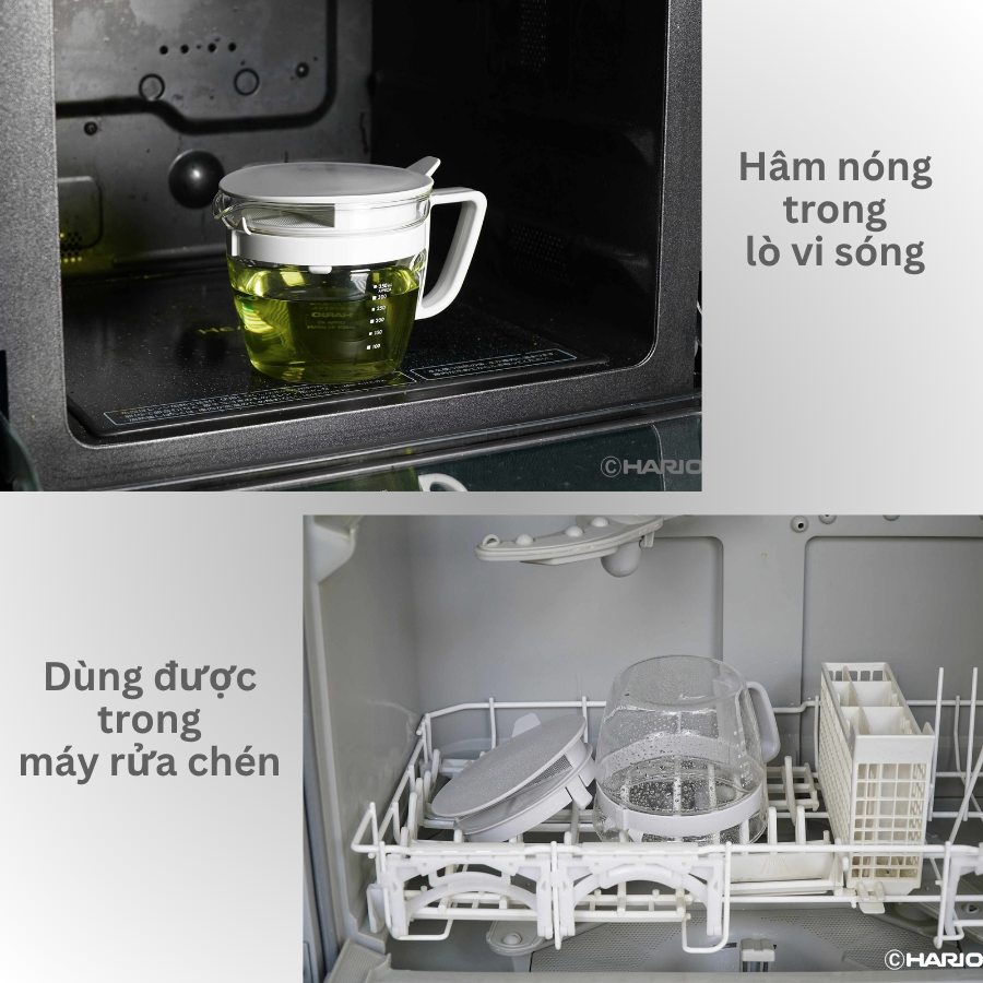  Bình trà thủy tinh chịu nhiệt nắp lưới lọc đa năng Hario Easy Teapot Multy OTPM-40-PGR 400ml 
