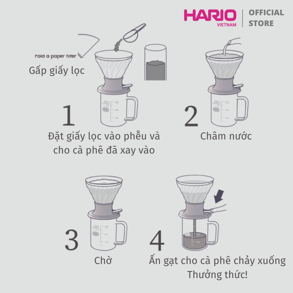  Phễu pha cà phê Hario Switch immersion dripper SSD-200-B chất liệu thủy tinh 200ml (có nút tắt/mở để ngâm ủ) 