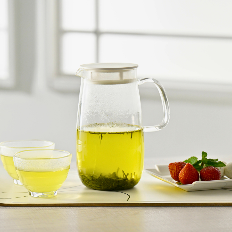  Bình trà thủy tinh chịu nhiệt nắp lưới lọc Hario Mugichan Barley Tea Pot XMP-1000-DGR 1L 