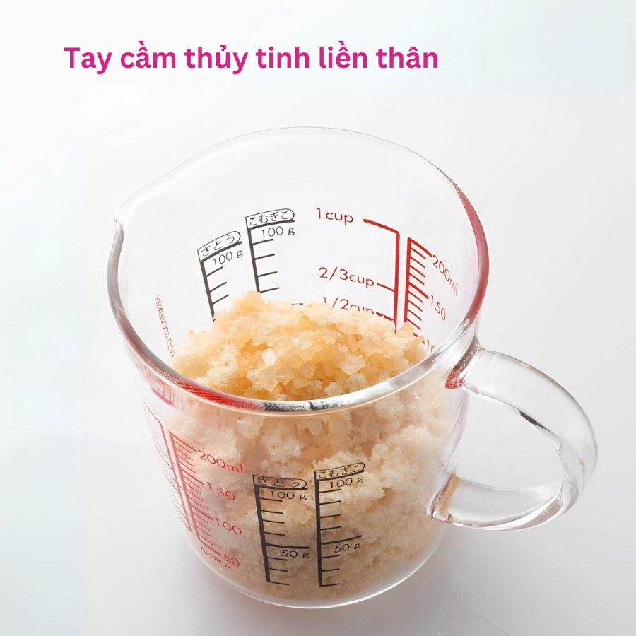  Ca đong chia vạch thủy tinh chịu nhiệt HARIO 200ml (có quai cầm, dùng được lò vi sóng) làm bếp, pha chế - Measure Cup Wide CMJW-200 