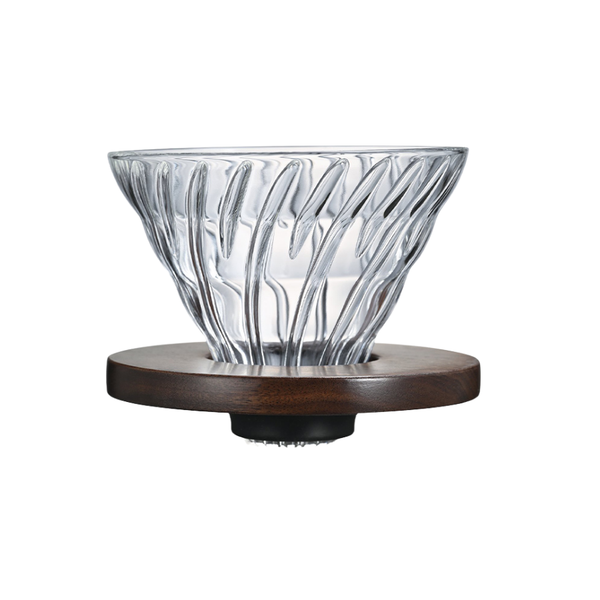  Phễu V60 thủy tinh pha cà phê Hario heat-resistant glass dripper walnut wood series VDG-02-WN 