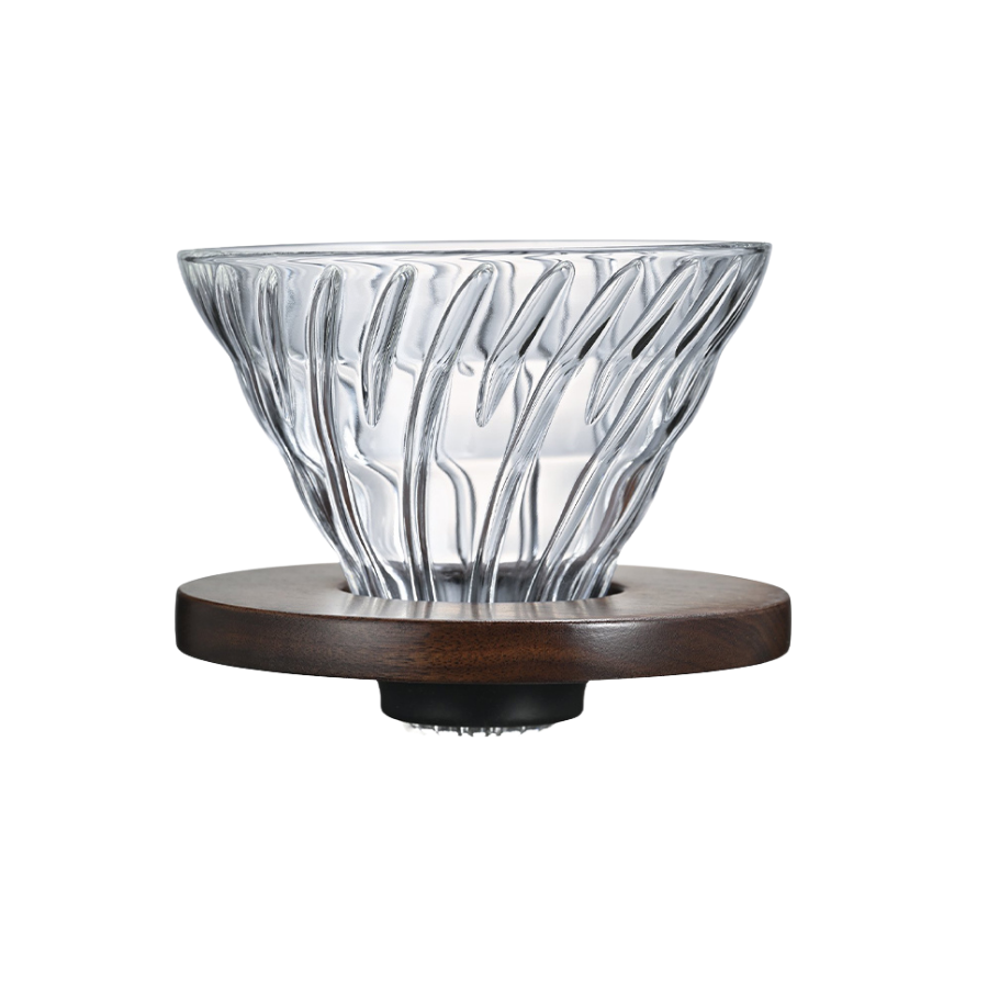 Phễu V60 thủy tinh pha cà phê Hario heat-resistant glass dripper walnut wood series VDG-02-WN 