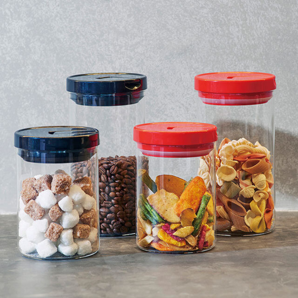  Hũ đựng cà phê bằng thủy tinh có khóa gạt khí Hario coffee canister MCNR-200-B (đựng cà phê hạt / xay, thực phẩm khô) 