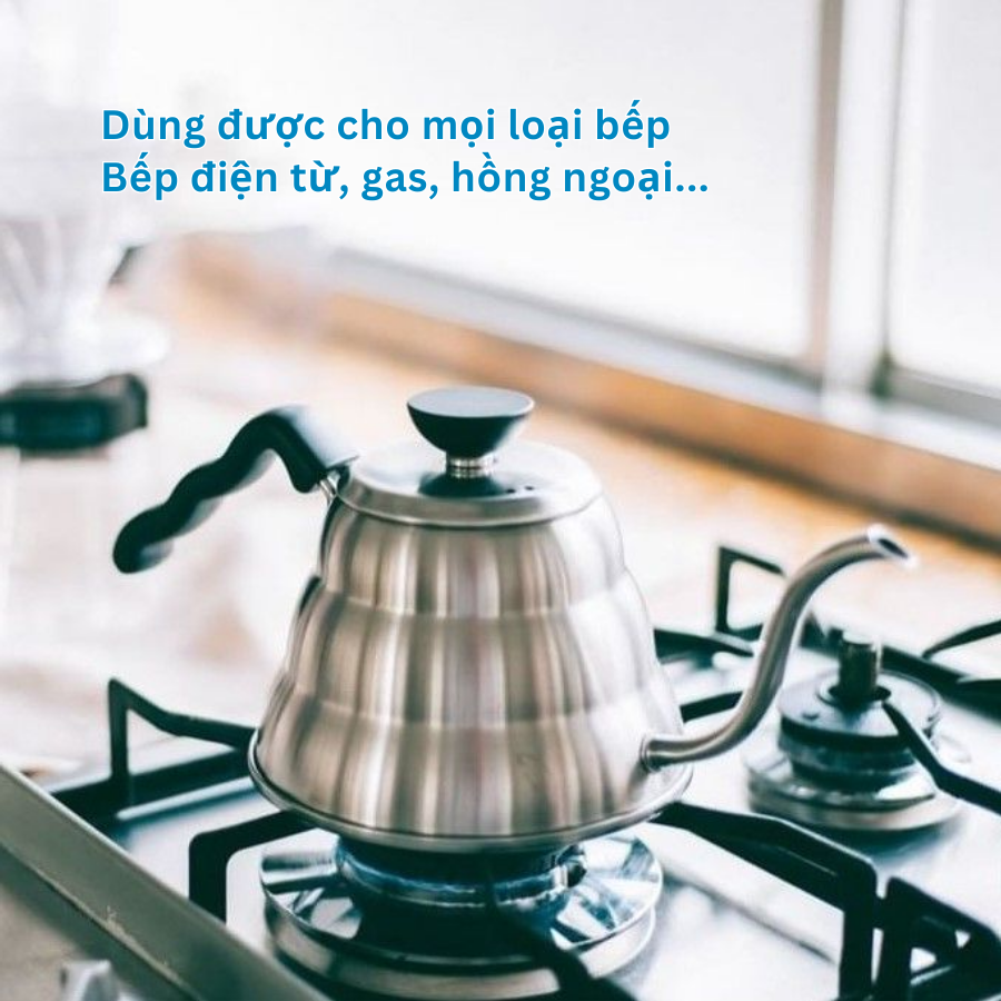  Ấm cổ ngỗng pha cà phê Hario V60 drip kettle Buono VKBR-100-HSV 600ml (Bạc) 