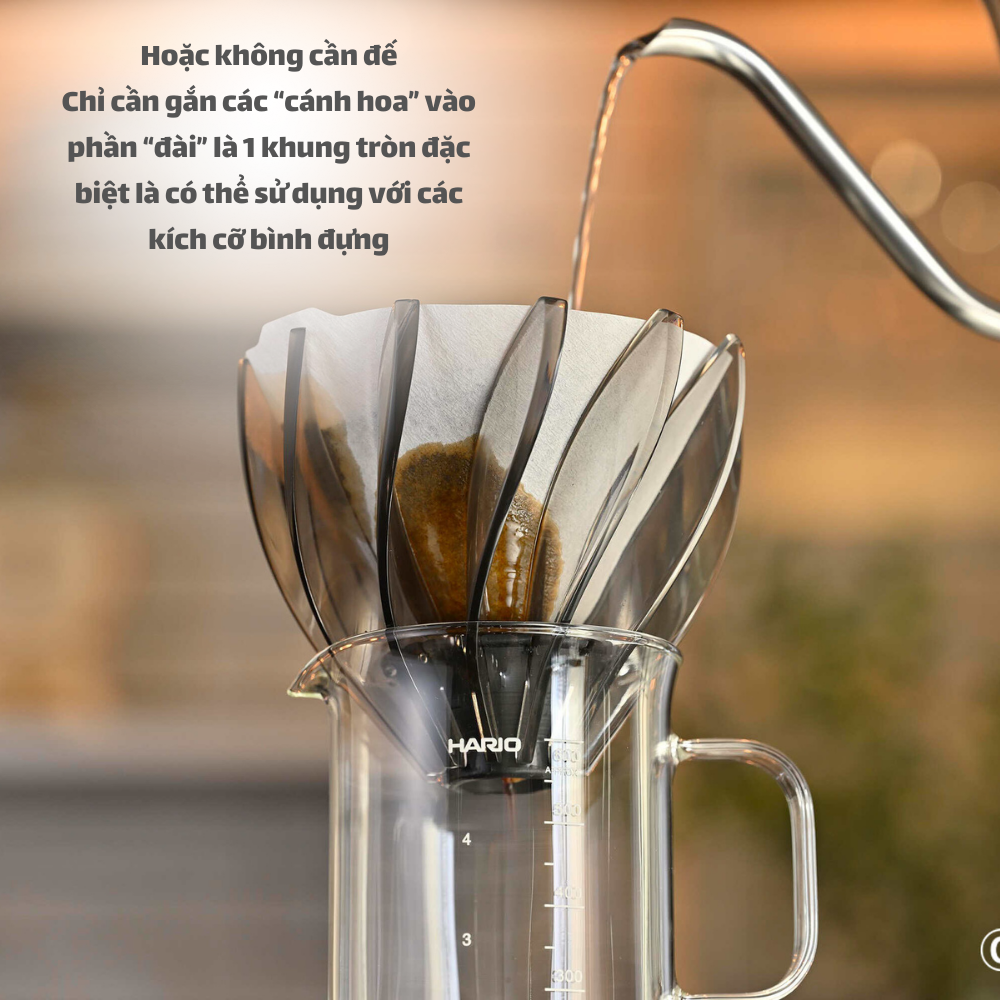  Phễu pha cà phê Hario V60 Dripper Suiren VDSU size 02, 2 phiên bản màu (có thể tháo rời) 