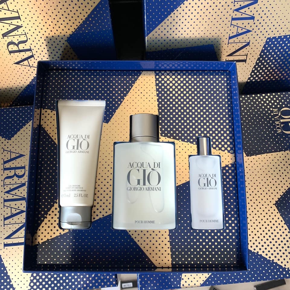 Set Nước Hoa Nam Giorgio Armani Acqua Di Giò EDT ( 100ml + 15ml + Sữa tắm 75ml )