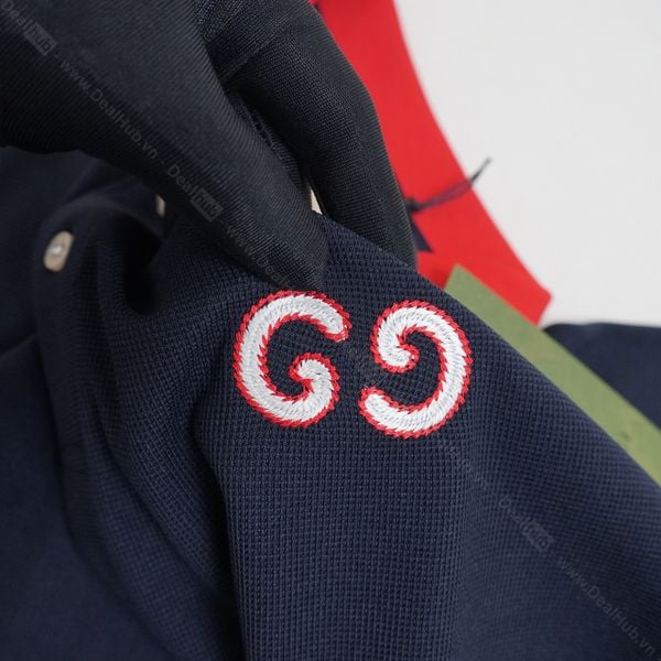  Polo Gucci GG Logo Embroidered Red Collar - Navy - Cổ Đỏ - GC062 