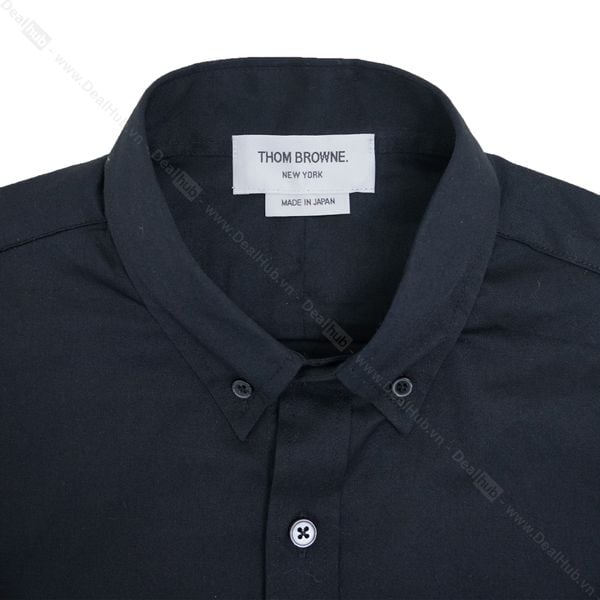  Thom Browne Short Sleeve Oxford With Stripe Black THOM008 