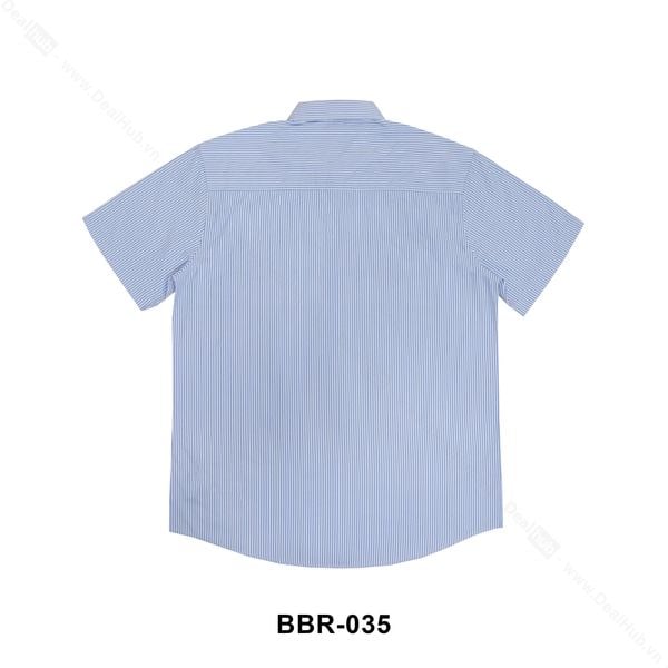  Burberry Logo Blue Striped Short Sleeve Shirt Tay Ngắn BBR035 