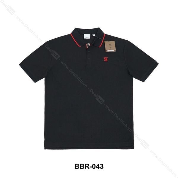  Burberry Icon TB Stripe Polo - Black - Thêu Ngực TB BBR043 