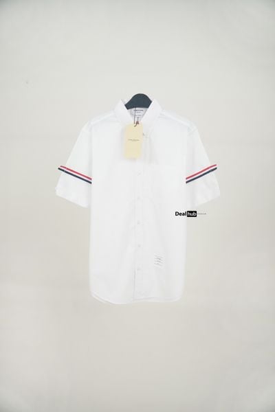  Thom Browne Short Sleeve Oxford With Stripe White THOM007 