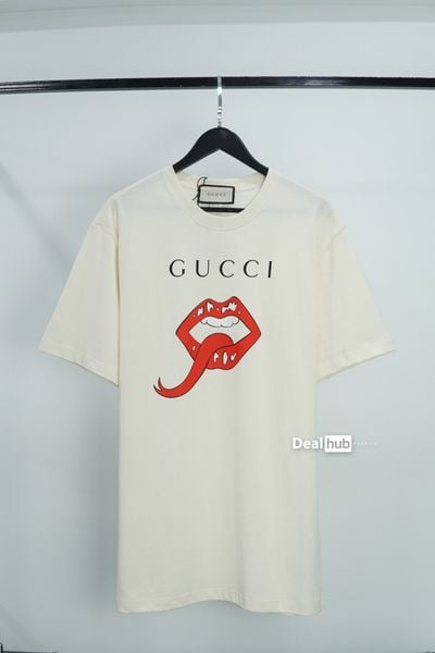  Gucci Mouth Print T-shirt Beige GC006 