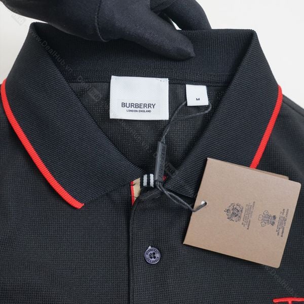  Burberry Icon TB Stripe Polo - Black - Thêu Ngực TB BBR043 