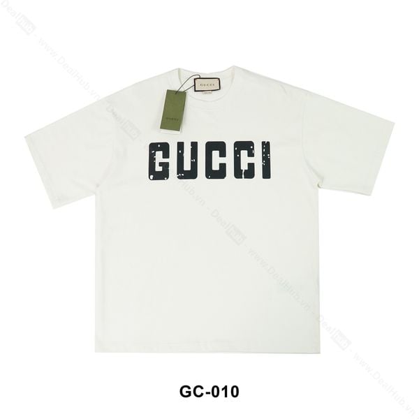  Gucci Distressed Logo T-shirt Beige GC010 
