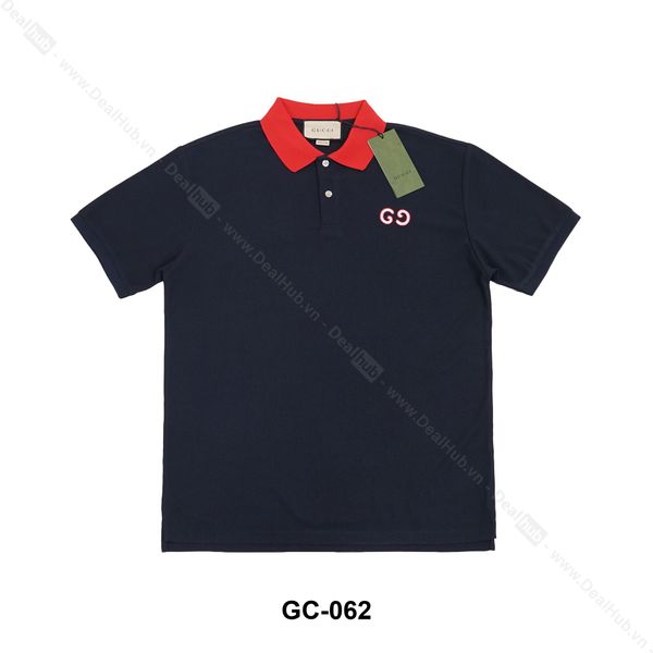  Polo Gucci GG Logo Embroidered Red Collar - Navy - Cổ Đỏ - GC062 