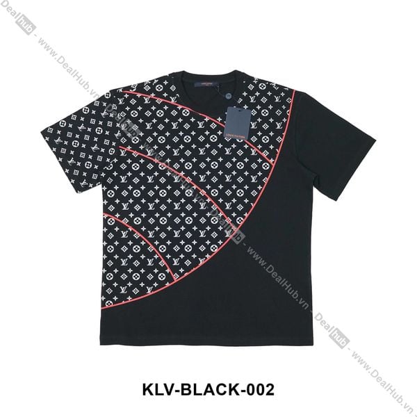  Louis Vuitton Monogram Red Stripe T-Shirt Black LV002 