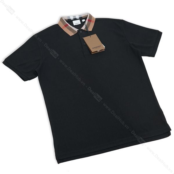  Burberry Check Camel Collar Polo Black BBR040 