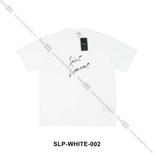  Saint Laurent Signature Logo T-shirt White SLP002 