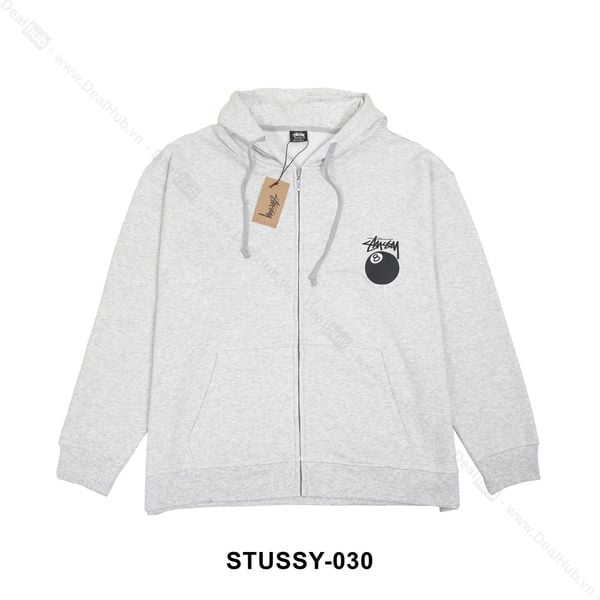  Hoodie-Zip Stussy 8 Ball Grey STUSSY030 