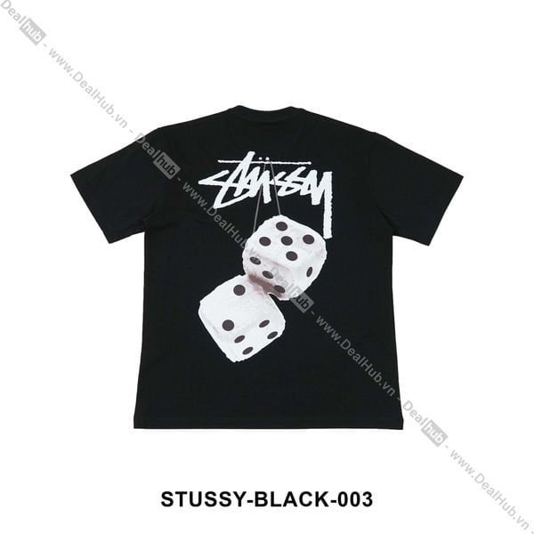  Stussy Fuzzy Dice Logo T-Shirt Black STUSSY003 