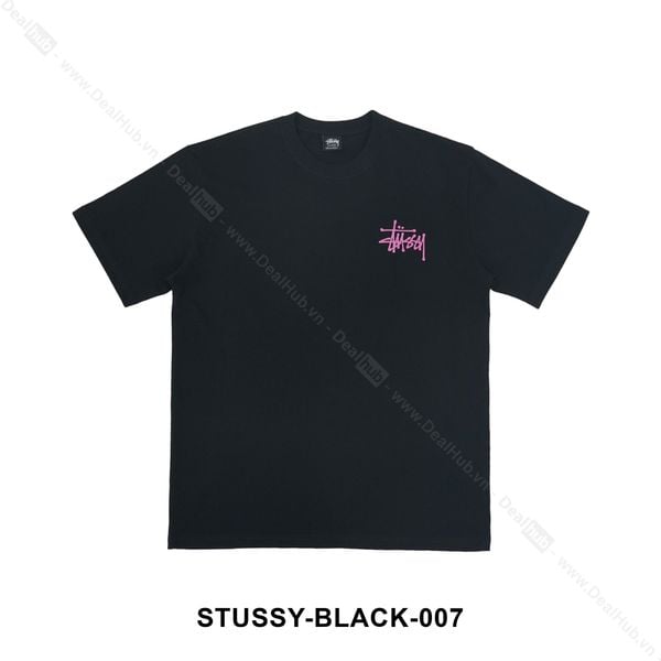  Stussy Basic Logo T-Shirt Pink Black STUSSY007 