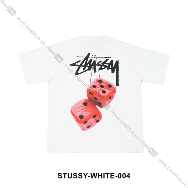  Stussy Fuzzy Dice Logo T-Shirt White STUSSY004 