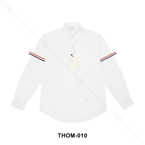  Thom Browne Long-Sleeve Oxford With Stripe White THOM010 