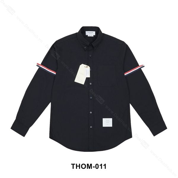  Thom Browne Long-Sleeve Oxford With Stripe Black THOM011 