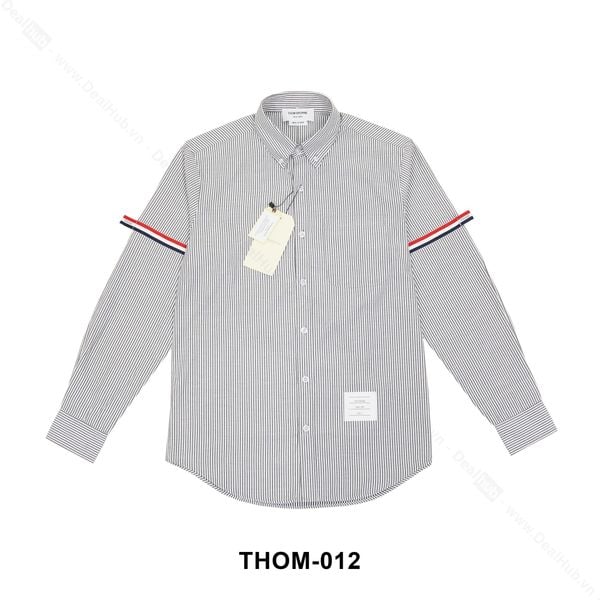  Thom Browne Long-Sleeve Oxford With Stripe Grey THOM012 