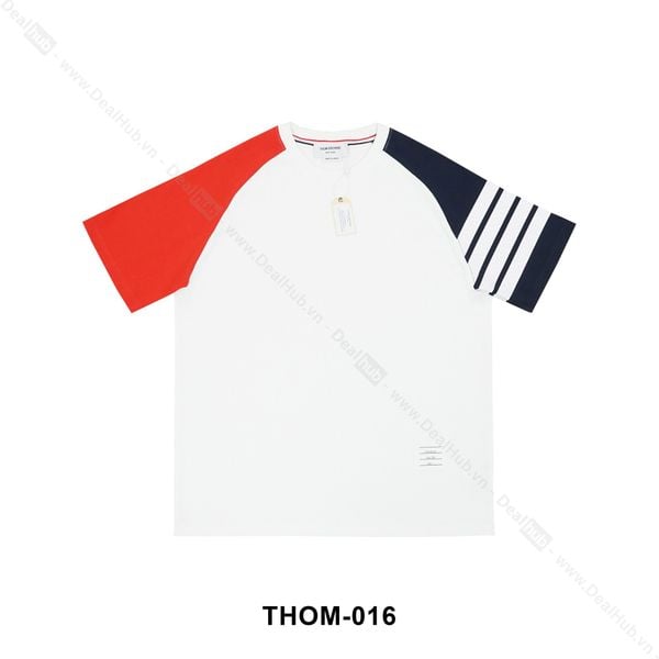  Thom Browne Raglan 4-Bar T-Shirt Red-Navy THOM016 