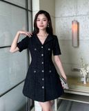  Đầm sơ mi bố tweed tay ngắn -D2941 