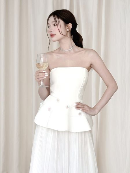  Áo kiểu peplum kết hoa sequin - A4046T 