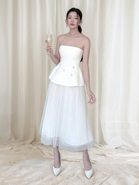  Áo kiểu peplum kết hoa sequin - A4046T 