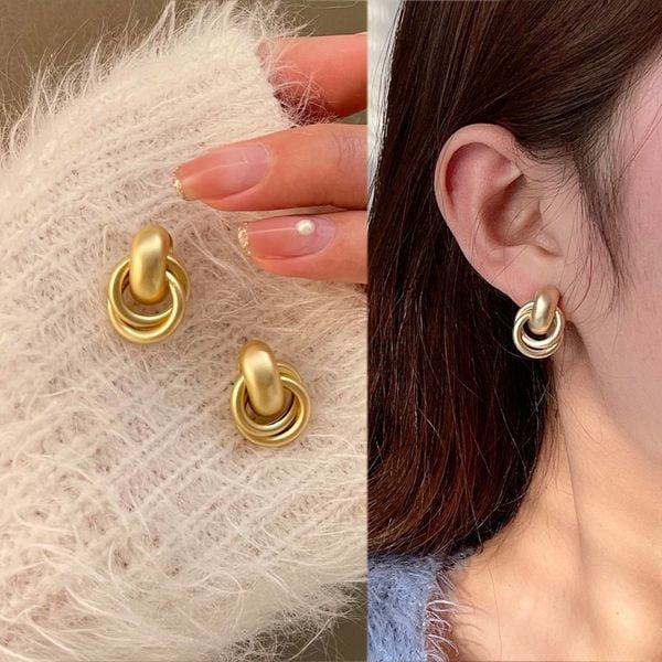  Bông tai nữ hai vòng tròn-E09 