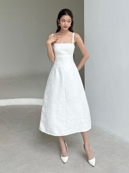  Đầm 2 dây vải vân đá dáng dài -D3125 